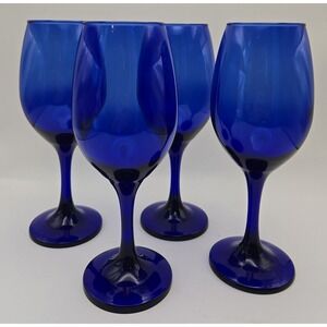Vintage Premier Cobalt Blue Set Of Four Made By Libbey